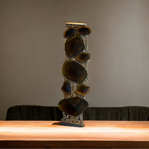 Banana Republic very chunky statement bracelet. Faux smokey topaz. - Picture 2 of 9